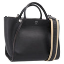 MCM Hand Bag Leather 2way Black Silver Auth 208864-1