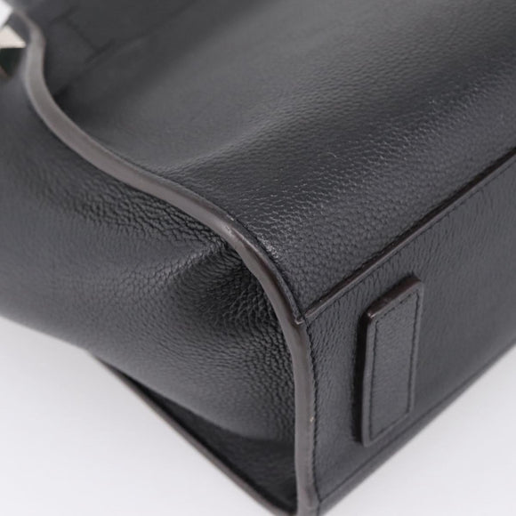 MCM Hand Bag Leather 2way Black Silver Auth 208864