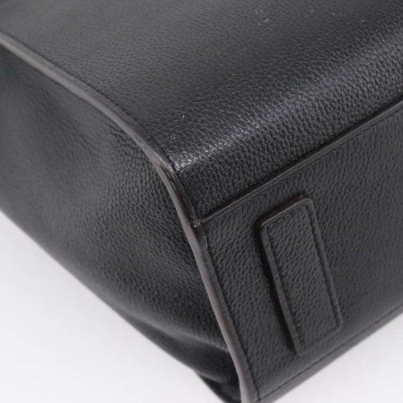 MCM Hand Bag Leather 2way Black Silver Auth 208864