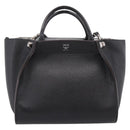 MCM Hand Bag Leather 2way Black Silver Auth 208864-2