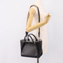 MCM Hand Bag Leather 2way Black Silver Auth 208864-21