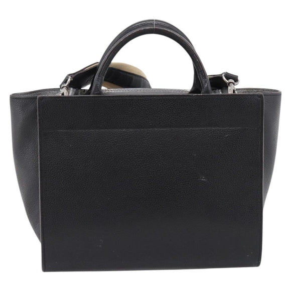 MCM Hand Bag Leather 2way Black Silver Auth 208864