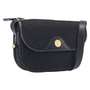 Christian Dior Trotter Canvas Shoulder Bag Black Gold Tone Auth 208865-1