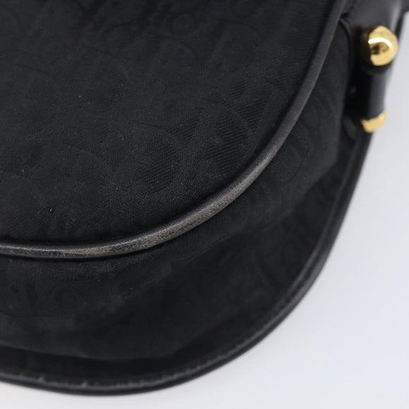 Christian Dior Trotter Canvas Shoulder Bag Black Gold Tone Auth 208865