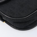 Christian Dior Trotter Canvas Shoulder Bag Black Gold Tone Auth 208865-12