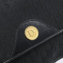 Christian Dior Trotter Canvas Shoulder Bag Black Gold Tone Auth 208865-17