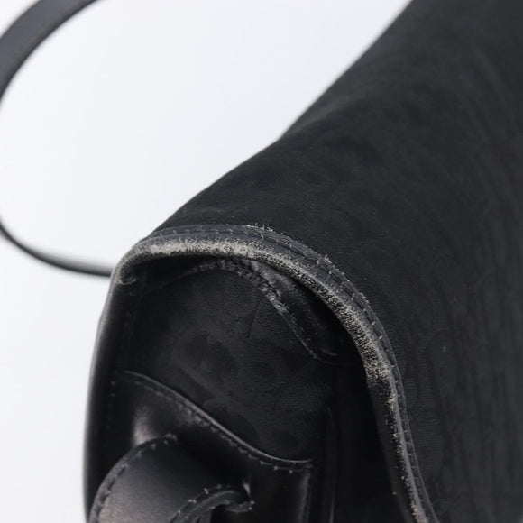 Christian Dior Trotter Canvas Shoulder Bag Black Gold Tone Auth 208865