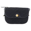 Christian Dior Trotter Canvas Shoulder Bag Black Gold Tone Auth 208865-2