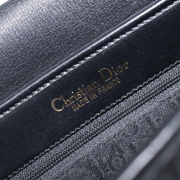 Christian Dior Trotter Canvas Shoulder Bag Black Gold Tone Auth 208865