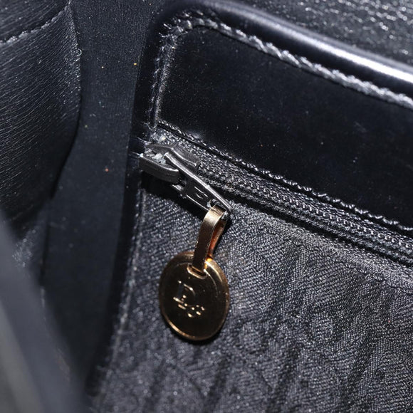 Christian Dior Trotter Canvas Shoulder Bag Black Gold Tone Auth 208865