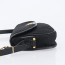 Christian Dior Trotter Canvas Shoulder Bag Black Gold Tone Auth 208865-5