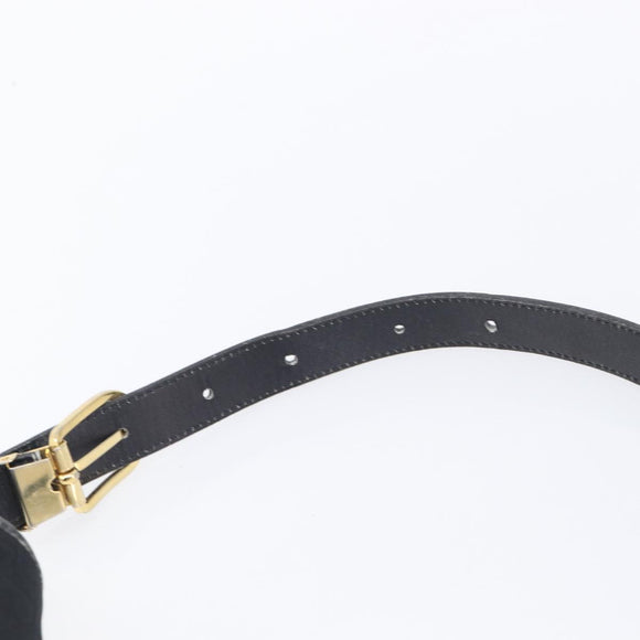 Christian Dior Trotter Canvas Shoulder Bag Black Gold Tone Auth 208865