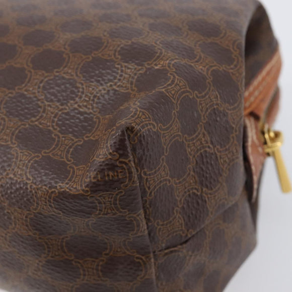 CELINE Macadam Pouch PVC Brown Gold Tone Auth 208866A
