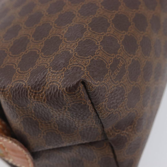 CELINE Macadam Pouch PVC Brown Gold Tone Auth 208866A