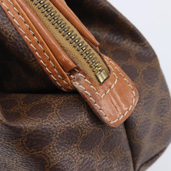 CELINE Macadam Pouch PVC Brown Gold Tone Auth 208866A