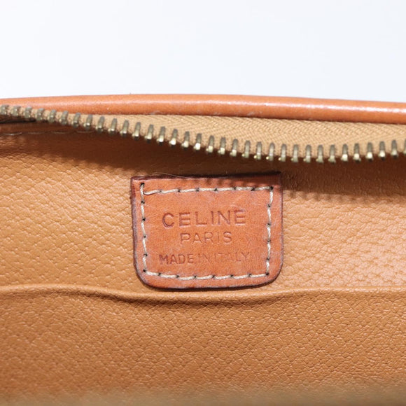 CELINE Macadam Pouch PVC Brown Gold Tone Auth 208866A