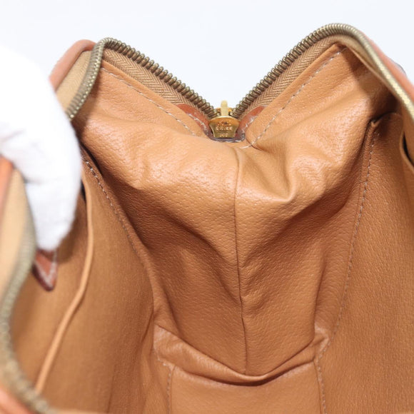 CELINE Macadam Pouch PVC Brown Gold Tone Auth 208866A