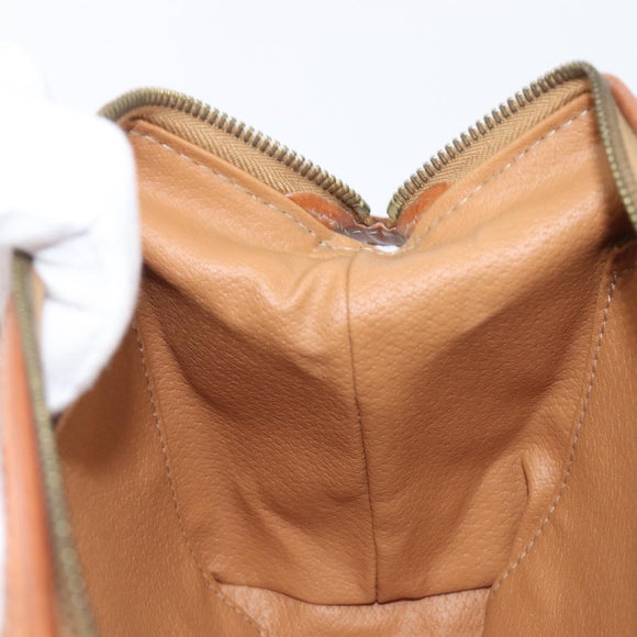 CELINE Macadam Pouch PVC Brown Gold Tone Auth 208866A