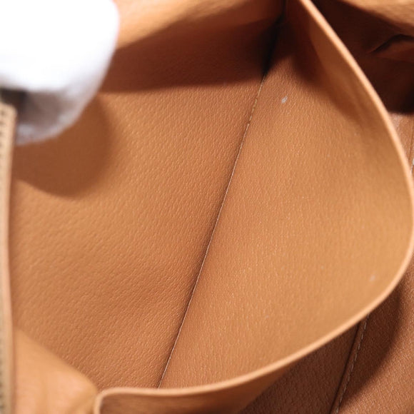 CELINE Macadam Pouch PVC Brown Gold Tone Auth 208866A