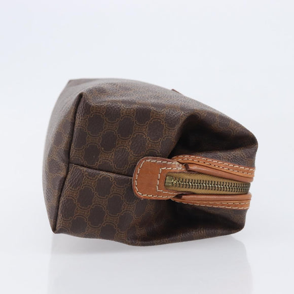 CELINE Macadam Pouch PVC Brown Gold Tone Auth 208866A
