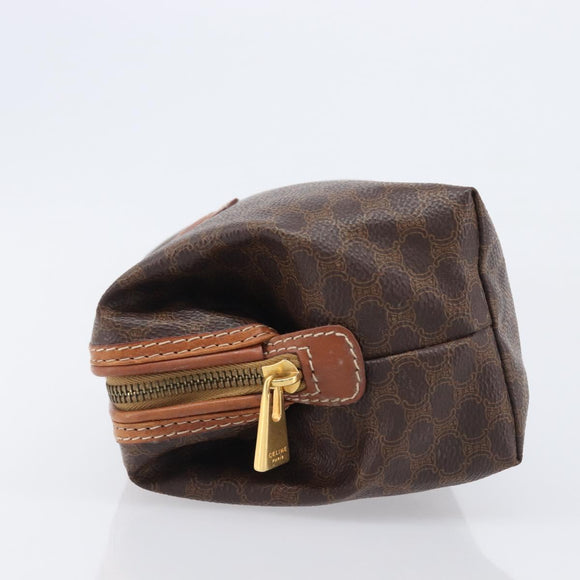 CELINE Macadam Pouch PVC Brown Gold Tone Auth 208866A