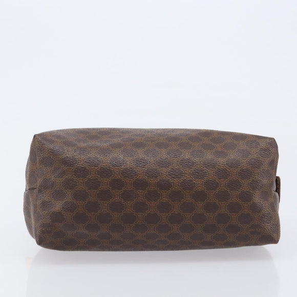 CELINE Macadam Pouch PVC Brown Gold Tone Auth 208866A