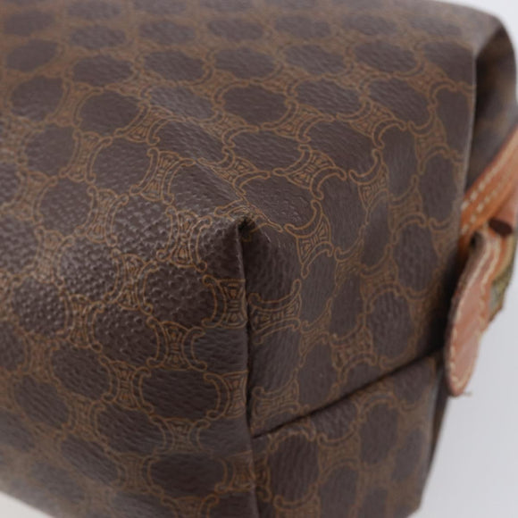 CELINE Macadam Pouch PVC Brown Gold Tone Auth 208866A