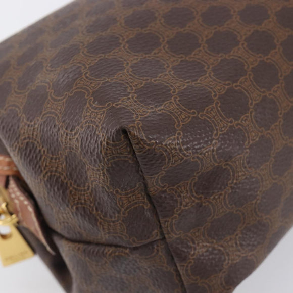 CELINE Macadam Pouch PVC Brown Gold Tone Auth 208866A