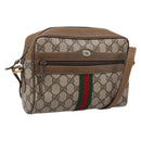 GUCCI GG Supreme Web Sherry Line Shoulder Bag PVC Beige 111 02 004 Auth 208869-1