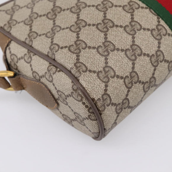 GUCCI GG Supreme Web Sherry Line Shoulder Bag PVC Beige 111 02 004 Auth 208869
