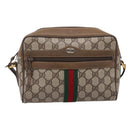 GUCCI GG Supreme Web Sherry Line Shoulder Bag PVC Beige 111 02 004 Auth 208869-2