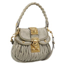 Miu Miu Matelasse Hand Bag Leather 2way Beige Gold Tone Auth 208870A-1
