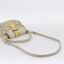 Miu Miu Matelasse Hand Bag Leather 2way Beige Gold Tone Auth 208870A-10