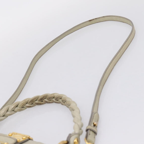 Miu Miu Matelasse Hand Bag Leather 2way Beige Gold Tone Auth 208870A