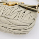 Miu Miu Matelasse Hand Bag Leather 2way Beige Gold Tone Auth 208870A-14