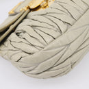 Miu Miu Matelasse Hand Bag Leather 2way Beige Gold Tone Auth 208870A-15
