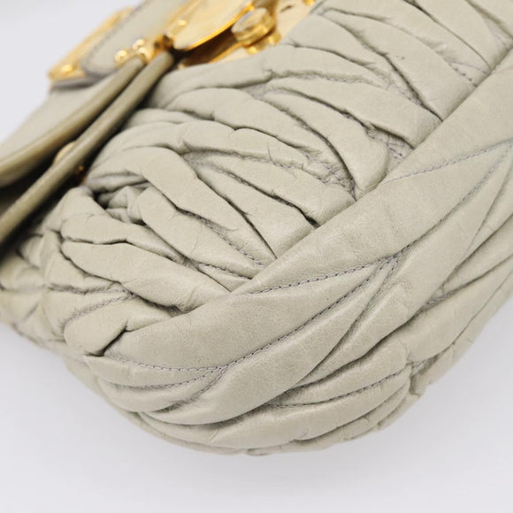 Miu Miu Matelasse Hand Bag Leather 2way Beige Gold Tone Auth 208870A