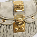 Miu Miu Matelasse Hand Bag Leather 2way Beige Gold Tone Auth 208870A-18