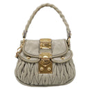 Miu Miu Matelasse Hand Bag Leather 2way Beige Gold Tone Auth 208870A-2