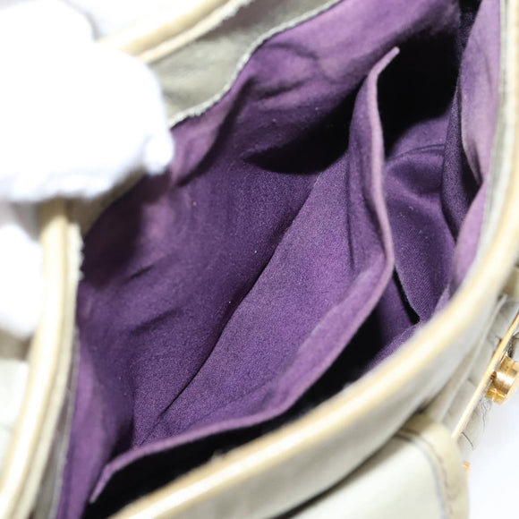 Miu Miu Matelasse Hand Bag Leather 2way Beige Gold Tone Auth 208870A