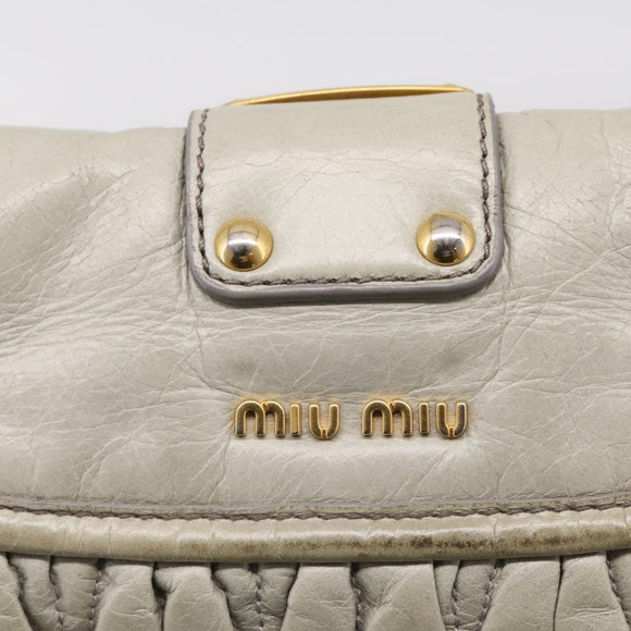 Miu Miu Matelasse Hand Bag Leather 2way Beige Gold Tone Auth 208870A