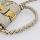 Miu Miu Matelasse Hand Bag Leather 2way Beige Gold Tone Auth 208870A-7