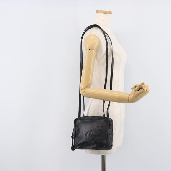 LOEWE Shoulder Bag Leather Black Auth 208871