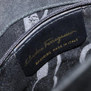 Salvatore Ferragamo Vala Hand Bag Suede Black Gold Tone Auth 208872A-12