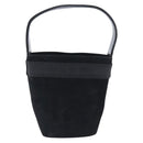 Salvatore Ferragamo Vala Hand Bag Suede Black Gold Tone Auth 208872A-2