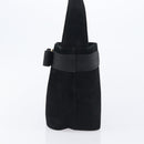 Salvatore Ferragamo Vala Hand Bag Suede Black Gold Tone Auth 208872A-3