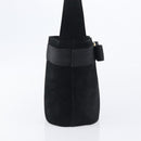 Salvatore Ferragamo Vala Hand Bag Suede Black Gold Tone Auth 208872A-4