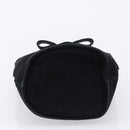 Salvatore Ferragamo Vala Hand Bag Suede Black Gold Tone Auth 208872A-5