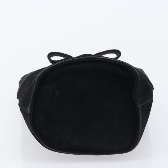 Salvatore Ferragamo Vala Hand Bag Suede Black Gold Tone Auth 208872A