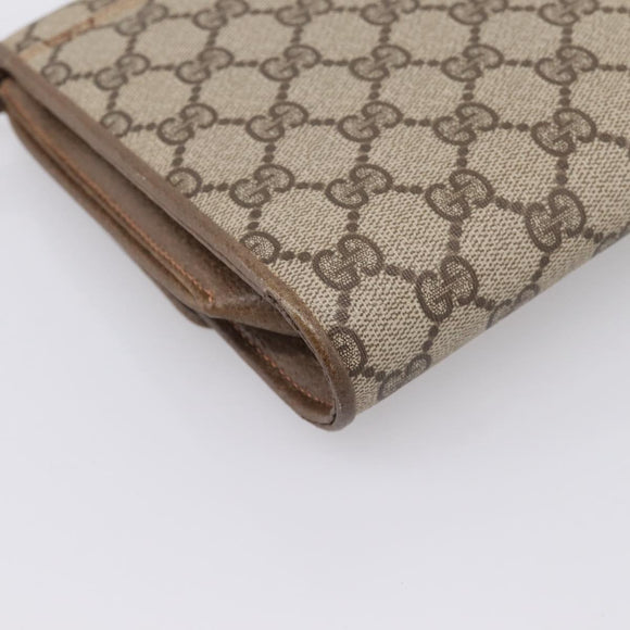GUCCI GG Supreme Shoulder Bag PVC Beige Gold Tone Auth 208875